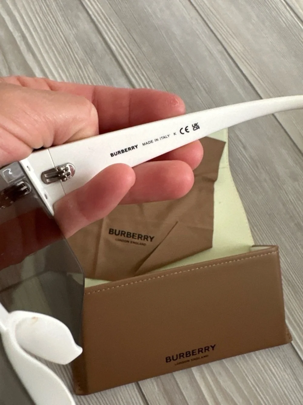 Authentic Burberry Sunglasses with white frame (never worn) From Sunglasses Hut